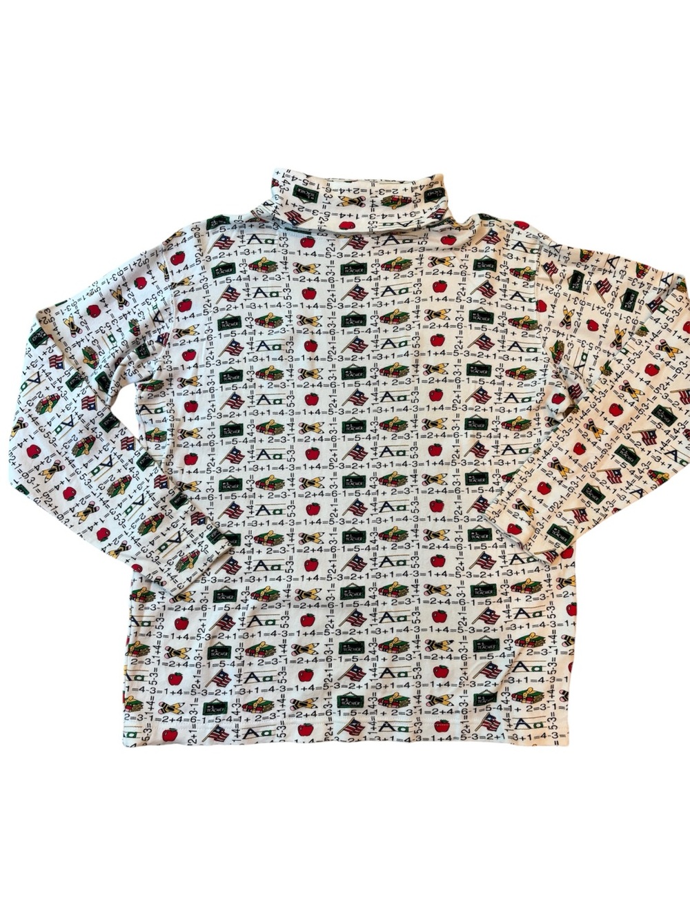Vtg Eagle’s Eye Turtleneck Teacher Allover Print Back to School Large